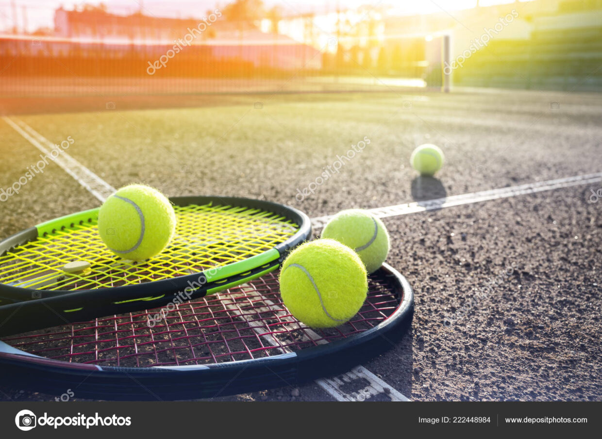 tennis court and balls